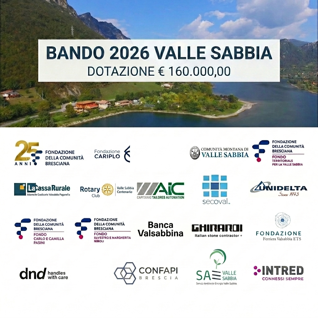 Bando Territoriale Valle Sabbia: Progetti da presentare entro il 27 novembre 2026